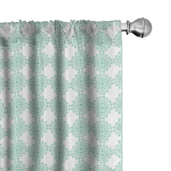 Ambesonne Aqua Curtains, Line Stripes Bold and Thin, Pair of 28"x84", Seafoam White