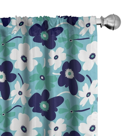 Ambesonne Aqua Curtains, Spring Flowers, Pair of 28"x84", Multicolor