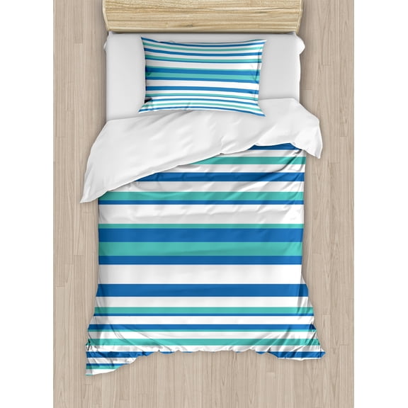 Ambesonne Aqua Duvet Cover Sets, Abstract Round Mosaic Like, 2-Twin, Pale Blue Seafoam