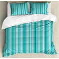 thumbnail image 1 of Ambesonne Aqua Duvet Cover Sets, Ocean Inspired Blue Lines, 2-Queen, Turquoise Pale Blue, 1 of 7