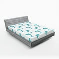 thumbnail image 1 of Ambesonne Aqua Fitted Sheet, Jumping Dolphin Mammals, Queen Size, Aqua White, 1 of 2