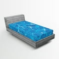 thumbnail image 1 of Ambesonne Aqua Fitted Sheet, Vivid Water Surface Waves, Twin Size, Blue Aqua White, 1 of 3