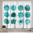 thumbnail image 1 of Ambesonne Aqua Floral Kitchen Curtains, Cold Colored Blooming, 55"x39", Turquoise and Mustard, 1 of 3