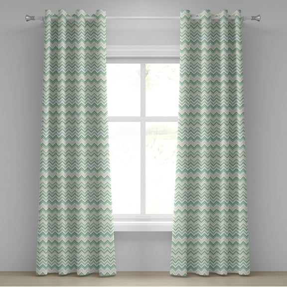 Ambesonne Aqua Grommet Curtain, Blurry Abstract Zig Zag, 50" x 120", Petrol Blue Turquoise