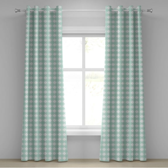 Ambesonne Aqua Grommet Curtain, Line Stripes Bold and Thin, 50" x 120", Seafoam White