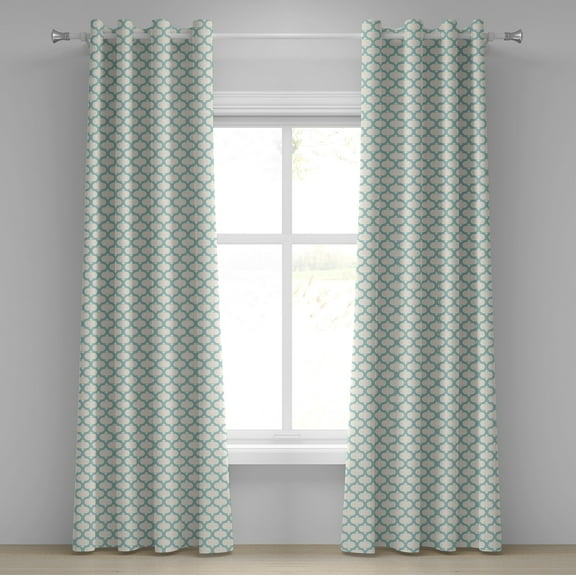 Ambesonne Aqua Grommet Curtain, Mesh Curvy, 50" x 72", Seafoam Cream