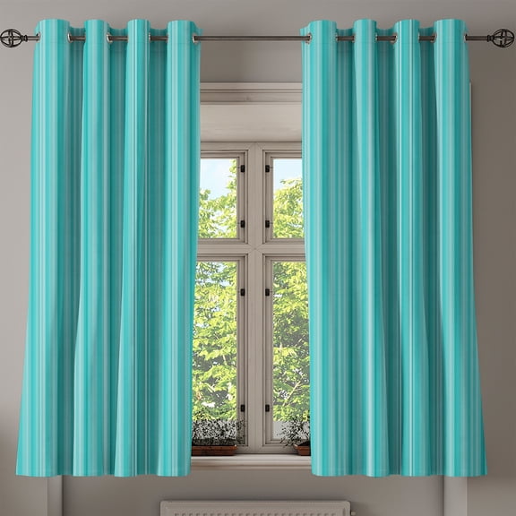 Ambesonne Aqua Grommet Curtain, Ocean Inspired Blue Lines, 50" x 63", Turquoise Pale Blue