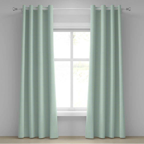 Ambesonne Aqua Grommet Curtain, Retro Circles Inner Dots, 50" x 96", Pale Blue Seafoam