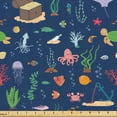 thumbnail image 1 of Ambesonne Aqua Jellyfish Fabric by the Yard Upholstery, Sea Life Elements, 2 Yards, Night Blue Multicolor, 1 of 5