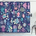 thumbnail image 1 of Ambesonne Aqua Jellyfish Shower Curtain, Assorted Underwater, 69"Wx84"L, Night Blue and Multicolor, 1 of 5