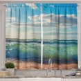 thumbnail image 1 of Ambesonne Aqua Kitchen Curtains, Sea Waves Against Beach Print, 55"x30", Cadet Blue and Pale Taupe, 1 of 3