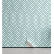 Ambesonne Aqua Peel & Stick Wallpaper for Home, Swirled Waves Ocean Theme, 13"x100", Pale Blue White