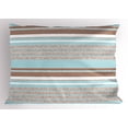 thumbnail image 1 of Ambesonne Aqua Pillow Sham, Horizontal Stripes Lines, 26" X 20", Seafoam Umber and White, 1 of 2