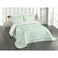 thumbnail image 1 of Ambesonne Aqua Quilted Bedspread Set 3 Pcs, Retro Circles Inner Dots, Queen Size, Pale Blue Seafoam, 1 of 5