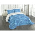 thumbnail image 1 of Ambesonne Aqua Quilted Bedspread Set 3 Pcs, Vivid Water Surface Waves, King Size, Blue Aqua White, 1 of 5