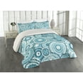 thumbnail image 1 of Ambesonne Aqua Quilted Coverlet 2 Pcs, Mandala Round, Twin Size, Turquoise Teal White, 1 of 4