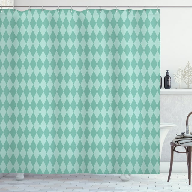 Ambesonne Aqua Shower Curtain, Rectangular Geometric Tile, 69"Wx70"L, Turquoise and Pale Blue