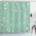 thumbnail image 1 of Ambesonne Aqua Shower Curtain, Sketch Circles and Hearts, 69"Wx70"L, Seafoam Orange White, 1 of 3