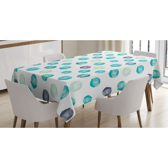 Ambesonne Aqua Tablecloth Rectangular Table Cover, Round Shapes Pastel Colors, 60"x84", Multicolor