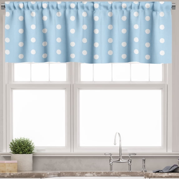 Ambesonne Aqua Window Valance, Polka Dots Blue and White, 54" X 12", Pale Blue White