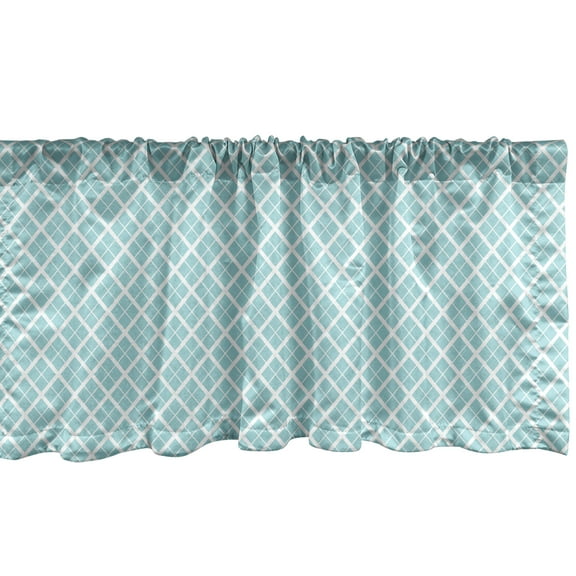 Ambesonne Aqua Window Valance, Swirled Waves Ocean Theme, 54" X 12", Pale Blue White