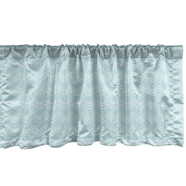 Ambesonne Aqua Window Valance, Zigzag Chevron Lines Pattern, 42" x 12", Pale Cadet Blue and White