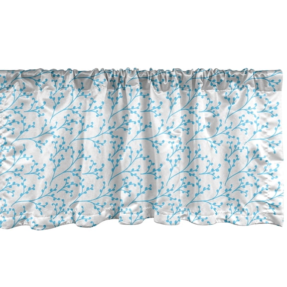 Ambesonne Aqua and White Window Valance, Berry Branches, 54" X 18", Aqua and White