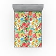 thumbnail image 1 of Ambesonne Aquarelle Floral Fitted Sheet, Art Garden Leaves, California King, Coral Jade Green Mustard, 1 of 5