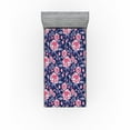 thumbnail image 1 of Ambesonne Aquarelle Floral Fitted Sheet, Art of Dreamy Rose, Twin Size, Dark Coral Blush Indigo, 1 of 5