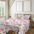 thumbnail image 1 of Ambesonne Aquarelle Flowers Fitted & Flat Sheet with Sham 3 Pcs Set, Spring Floral Art, Twin XL, Sea Blue Rose Cream, 1 of 1