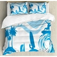 thumbnail image 1 of Ambesonne Aquatic Duvet Cover Set, Surfer Waves Summertime, 2-Calking, Blue Pale Blue, 1 of 6