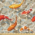 thumbnail image 1 of Ambesonne Aquatic Fabric by the Yard Upholstery, Japan Koi Fishes Marine, 10 Yards, Pale Sepia Vermilion, 1 of 1