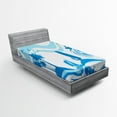 thumbnail image 1 of Ambesonne Aquatic Fitted Sheet, Surfer Waves Summertime, Twin Size, Blue Pale Blue, 1 of 2