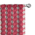 thumbnail image 1 of Ambesonne Argyle Window Curtains, Rhombuses and Crossing Lines, Each 28" W x 63" L, Pearl Raspberry, 1 of 4