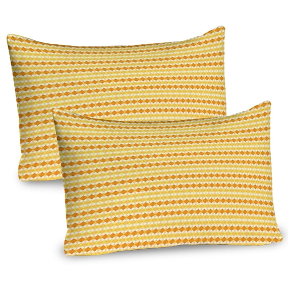 Ambesonne Argyle Pillow Sham 2 Pack, Monochrome Rhombuses, 26"x20", Mustard Dark Peach