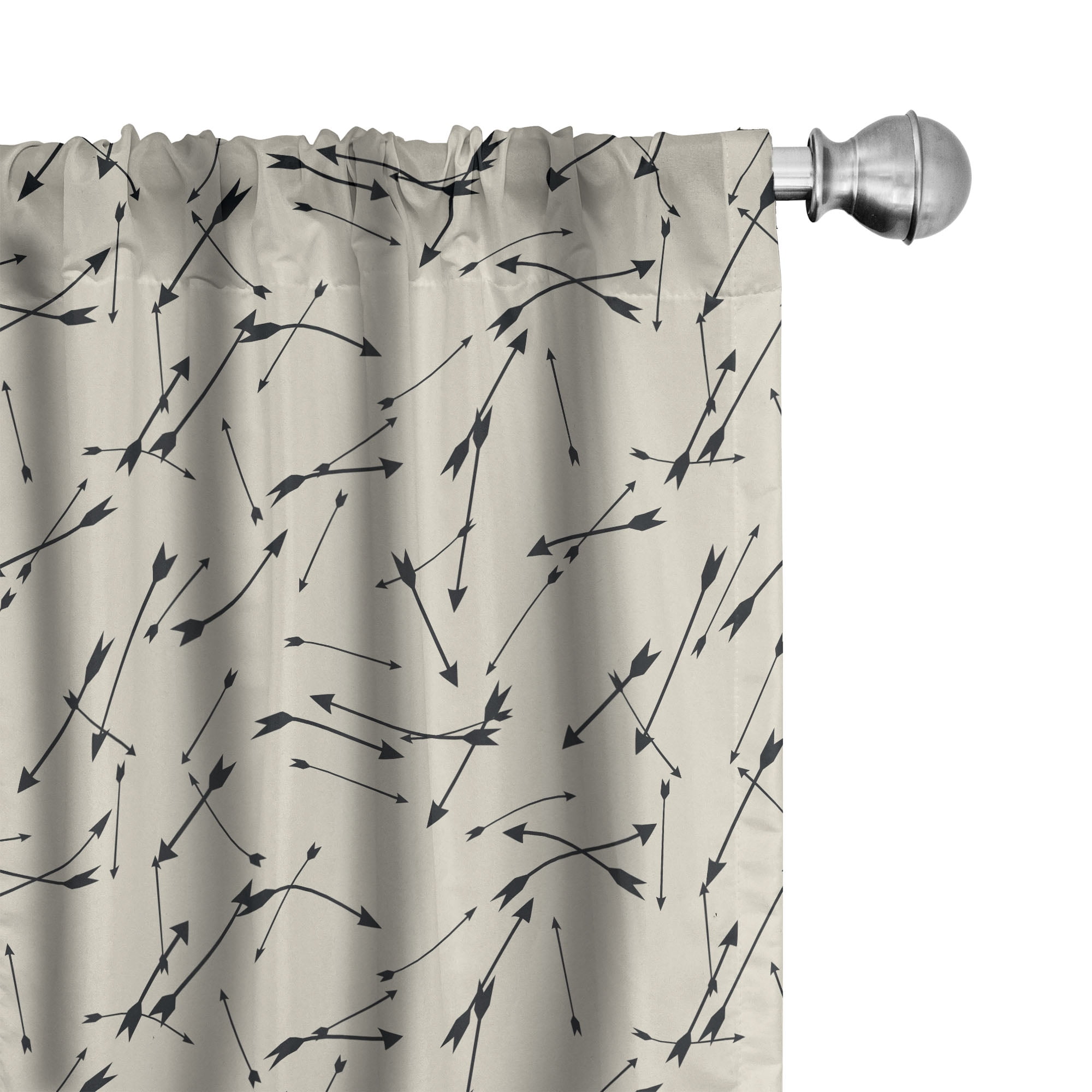 Minimalist Black and Beige Polyester Room-Darkening Curtain Panels