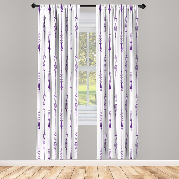 Ambesonne Arrow Curtains, Repeating Sticks Pattern Art, Pair of 28"x84", Dark Purple