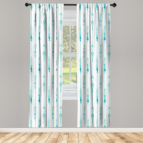 Ambesonne Arrow Curtains, Repeating Sticks Pattern Art, Pair of 28"x95", Dark Seafoam