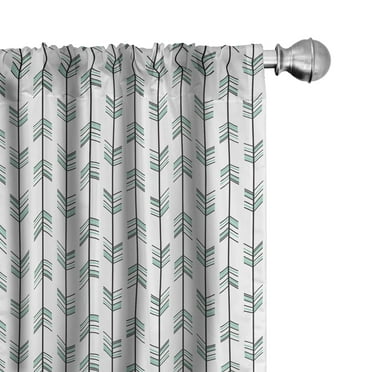 Ambesonne Arrow Curtains, Tribal Graphic Pattern, Pair of 28"x63", Black White Green