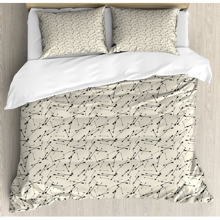 Ambesonne Arrow Duvet Cover Sets, Minimalistic Continuous Motif, 2-Queen, Pale Sepia Charcoal Grey