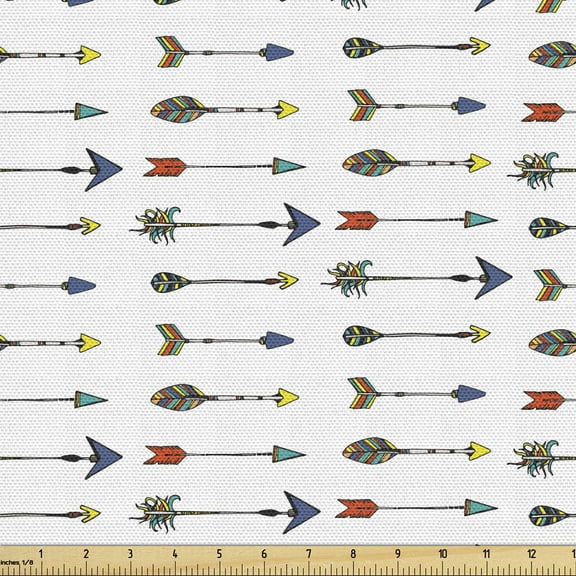 Ambesonne Arrow Fabric by the Yard Upholstery, Colorful Theme, 3 Yards, Multicolor
