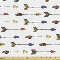 Ambesonne Arrow Fabric by the Yard Upholstery, Native Folk, 2 Yards, Multicolor