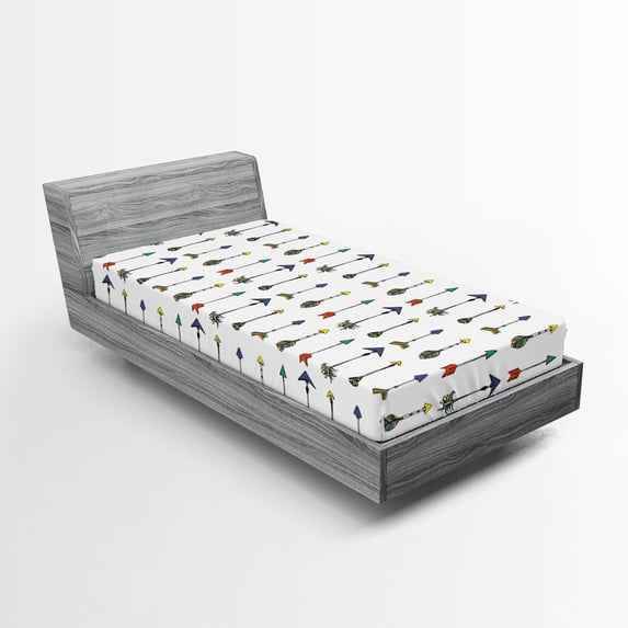 Ambesonne Arrow Fitted Sheet, Colorful Theme, Twin Size, Multicolor