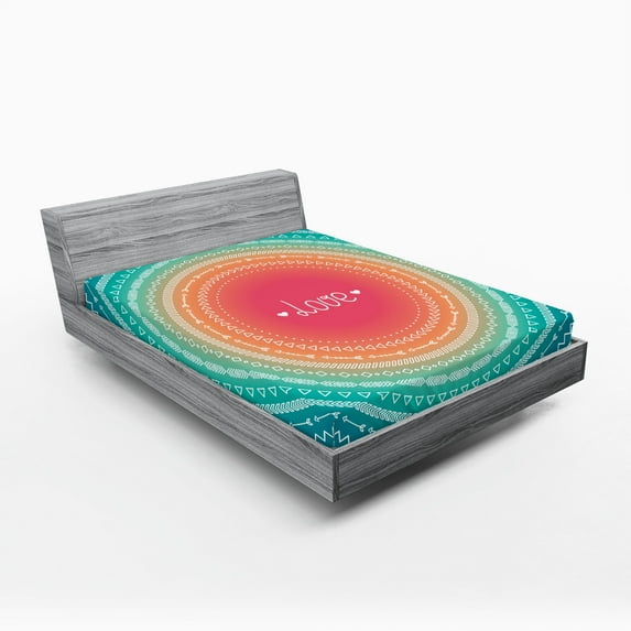 Ambesonne Arrow Fitted Sheet, Line Border Pattern, Full Size, Multicolor
