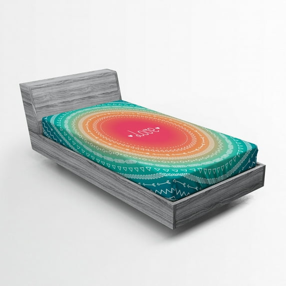 Ambesonne Arrow Fitted Sheet, Line Border Pattern, Twin Size, Multicolor