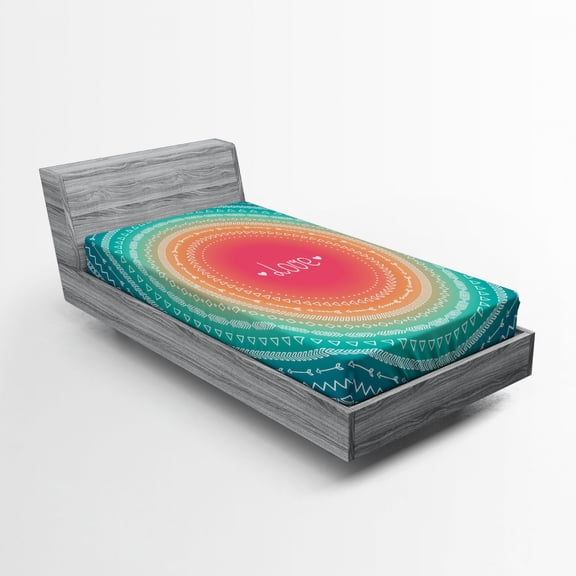 Ambesonne Arrow Fitted Sheet, Line Border Pattern, Twin Size, Multicolor