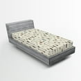 thumbnail image 1 of Ambesonne Arrow Fitted Sheet, Prehistoric with Feathers, Twin Size, Eggshell and Multicolor, 1 of 3