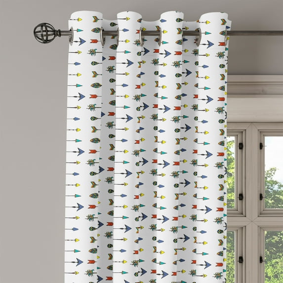 Ambesonne Arrow Grommet Curtain Single Panel, Colorful Theme, 50"x60", Multicolor