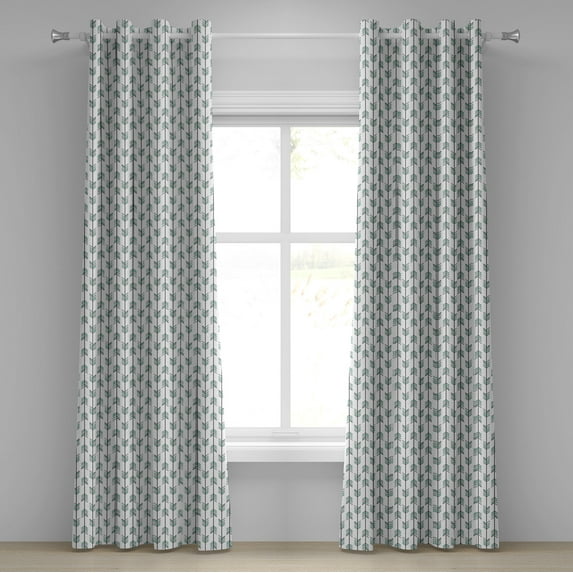Ambesonne Arrow Grommet Curtain, Tribal Graphic Pattern, 50" x 108", Black White Green
