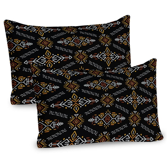 Ambesonne Arrow Pillow Sham 2 Pack, Aztec Inspired and Ethnic, 30"x20", Charcoal Grey Orange